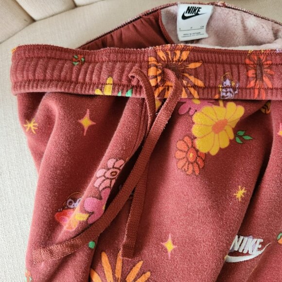 SMALL Nike sweatpants Deep Clay space alien Psychedelic mushroom floral joggers - Picture 6 of 12